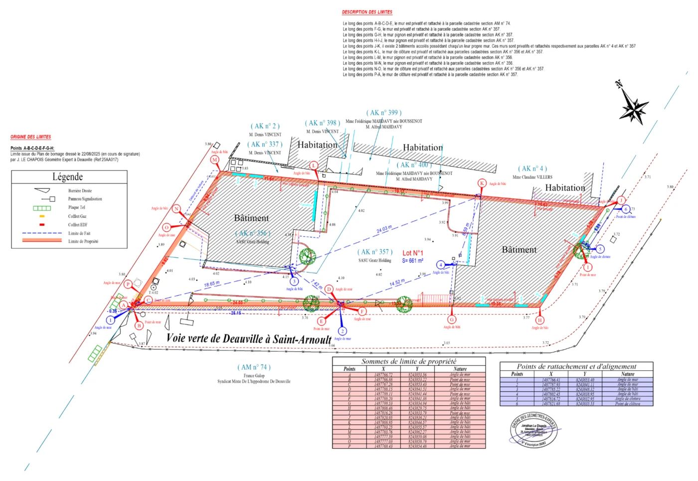 Exemple de plan de bornage transmis par le cabinet