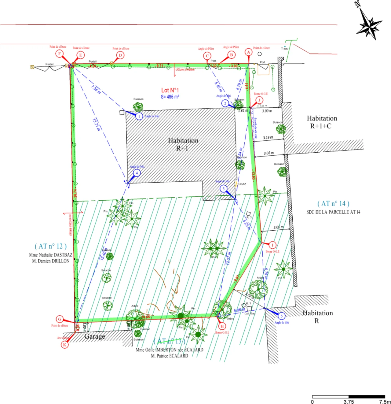 Exemple de plan de division parcellaire transmis par le cabinet